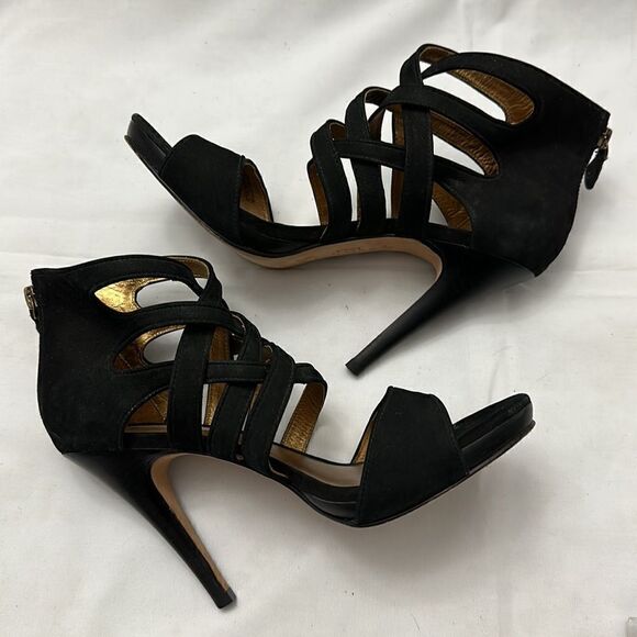 Cynthia Vincent women’s cross front suede heels size 8 - Picture 1 of 11